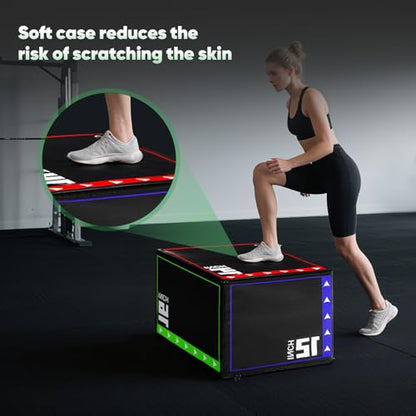 3-in-1 Plyometric Box Set (12/16/20/24/30") - High-Density EPE & Compressed Foam Jump Box for Home Gym, HIIT & CrossFit - Non-Slip Box Jumps, Step-Ups, Squats, Hip Thrusts - size: 12'' x 14'' x 16''（Compressed Foam）