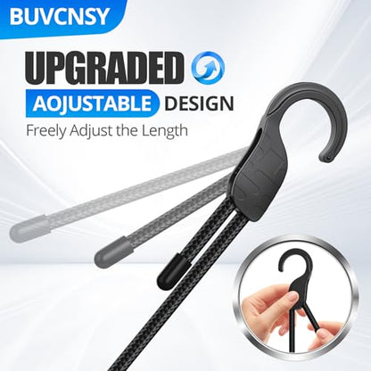 24" 48" Adjustable Bungee Cords with Hooks, Heavy Duty Outdoor 6 Pack Black, Length-Adjustable Design, UV-Resistant Elastic Straps for Cargo, Camping, Tents, Bikes, Luggage, etc - size: 24/48 inches, style: Adjustable