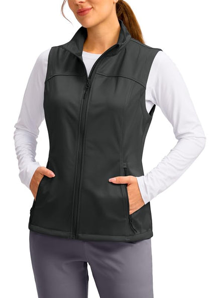 Soothfeel Women's Vest with 4 Pockets Lightweight Jacket Hiking Travel - color: Dark Grey, size: Large