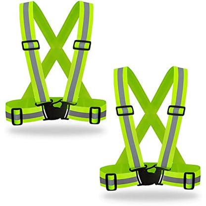 DUSKCOVE 2 Pack Hi Vis Safety Vests - Adjustable Bright Neon Color High Visibility Reflective Safety Straps Gear for Traffic Control, Running, Cycling - color: Yellow