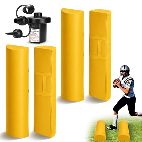 Football Step Over Dummy Inflatable PU Football Tackling Dummy with Heavy Duty Handles and Pump Athletic Agility Tackling Dummies Waterproof Training Equipment for Footwork Drills Sports Practice - color: Yellow