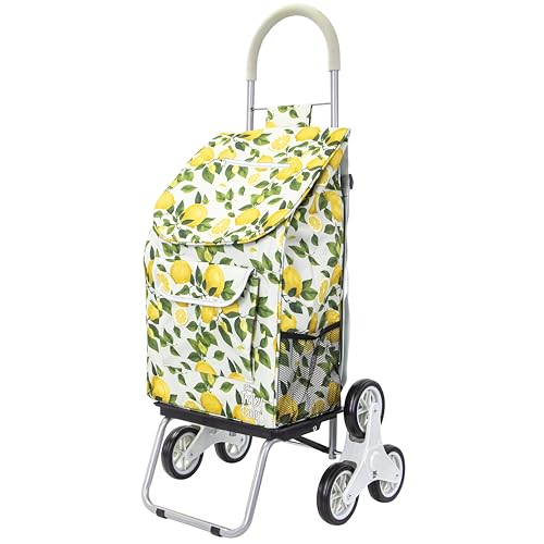 dbest Products Stair Climber Trolley Dolly with Backpack Straps, Shopping cart Grocery Foldable Condo Apartment - color: Lemon, style: Backpack Straps