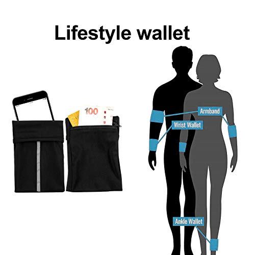 Easyports 2 Pocket Wrist Wallet Wrist Cell Phone Holder, Ankle Wallet, Sweat Bands, Armband, Hidden Pouch, Wristlet Wallet for Travel, Outdoor Sports Running. - size: Large/X-Large