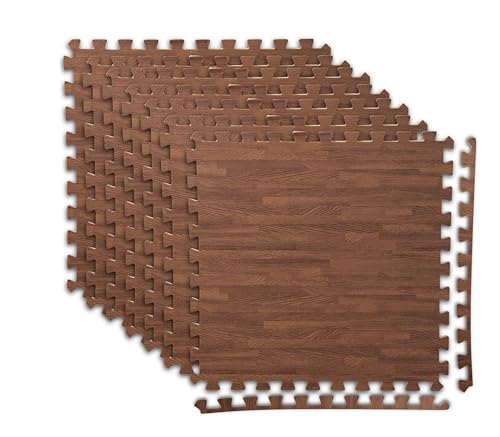 Art3d 48 Sq.Ft Eva Puzzle Exercise Mats, 24"x24" x 1/2" Thick Foam Interlocking Tiles for Flooring, Workout, Gym Equipments, Pack of 12, Dark Walnut - color: Dark Walnut, size: 48 Sq.ft