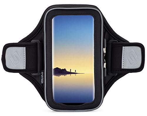 Sporteer Velocity V8 Running Armband - Fits Large Cases - Slim No-Bounce Holder for iPhone 17/16/15 Pro Max & Plus, Galaxy S26+/S25+, Pixel 10 Pro XL - Large-Format Modular Fitness Case - size: M/L Straps