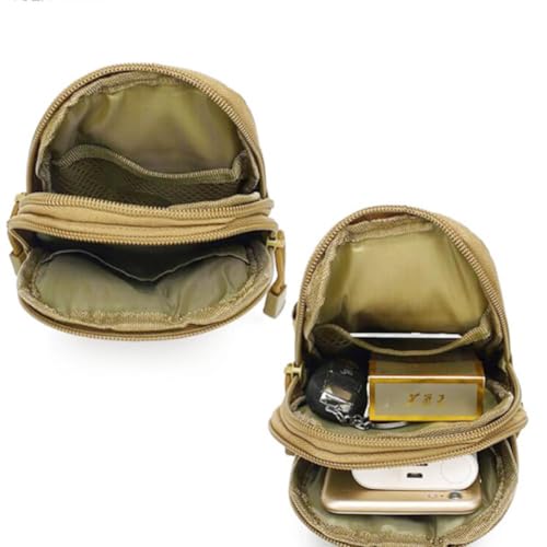 Belt Pouch, Tactical Molle Phone Pouch EDC Utility Pouches Waist Bag Packs, Small Cell Phone Holster Gear Tool Gadget Pocket for Men Running - color: Strap Khaki