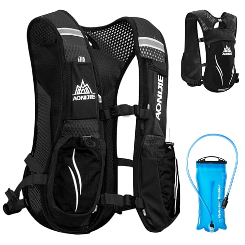 TRIWONDER Running Vest Hydration Pack Backpack for Men & Women, Lightweight Trail Marathon Run Race Vest for Cycling Jogging - color: 02 Black - with 2L TPU Water Bladder