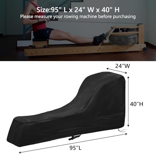Rowing Machine Cover Concept 2 Rower Accessories Waterproof Dustproof Fitness Equipment Cover Fit for Concept 2 Rowing Machine 95" L x 24" W x 40" H Black