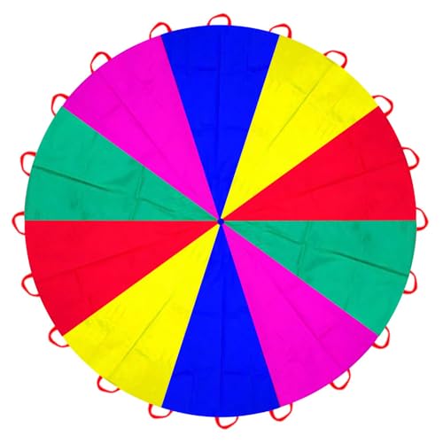 Parachute 13ft/ 16.4ft/ 20ft - Kids Play Gymnastics Parachute with Handles for Group Team Cooperative Games,Indoor Outdoor Gym Class Rainbow Parachute Birthday Church VBS Activity Supplies - size: 13ft