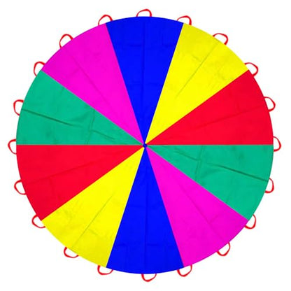 Parachute 13ft/ 16.4ft/ 20ft - Kids Play Gymnastics Parachute with Handles for Group Team Cooperative Games,Indoor Outdoor Gym Class Rainbow Parachute Birthday Church VBS Activity Supplies - size: 13ft