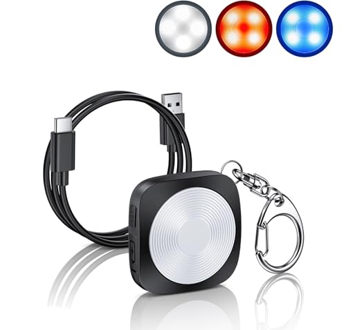 Elecpow Personal Safety Alarm for Women, MissCubie Keychain and High Visibility Reflective Running Gear with USB Charging Line Alarm and 3 Color LED Running Lights for Runners Safety - color: keychain（Black）