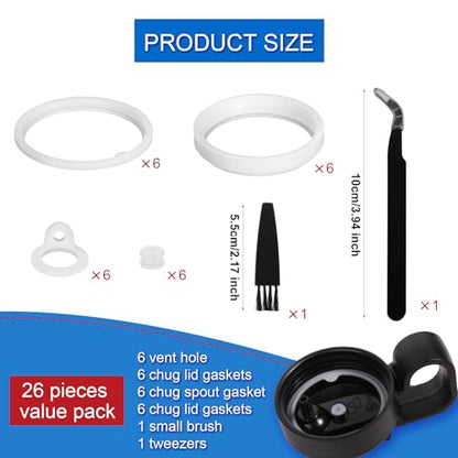 PEUTIER 26pcs Water Bottle Lid Replacement for Thermoflask 24/32/40/64oz, Water Bottle Gasket Replacement Silicone Sealing Ring Water Cup Seal Ring for Water Bottle Straw Lid Chug Lid & Chug Spout