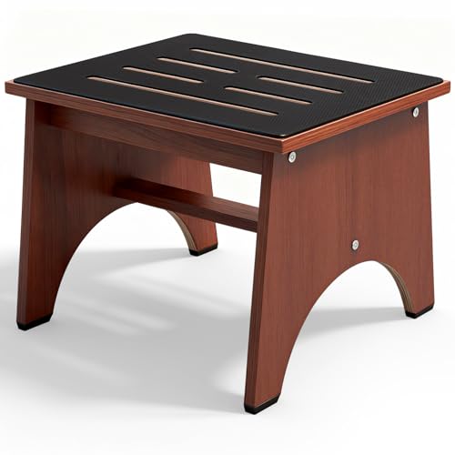 RayLove One Step Stool for Adults Seniors with Non-Slip Rubber Stepping Feet, Heavy Duty Platform Step Stools for Bathroom, Bedroom, Kitchen & Bedside Support 12 Inch Rustic Brown - color: Rustic Brown, size: 12 Inch