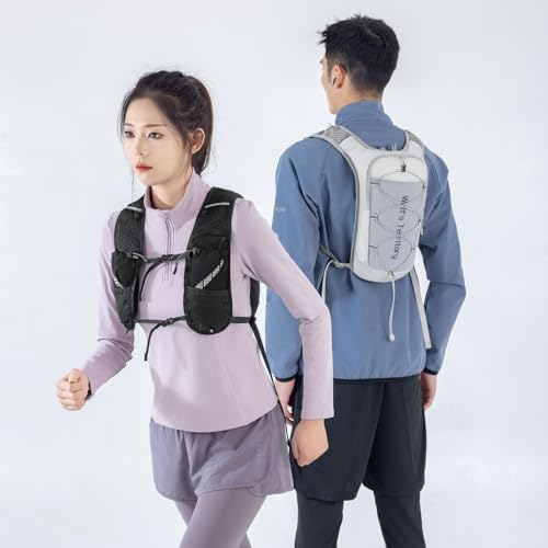 Azarxis Hiking Hydration Pack 5L Running Backpack Daypack Vest with 2L Water Bladder for Women Men Cycling Biking Trail Race (Grey with a 350ml Water Bottle) - color: #5 Grey with a 350ml Water Bottle