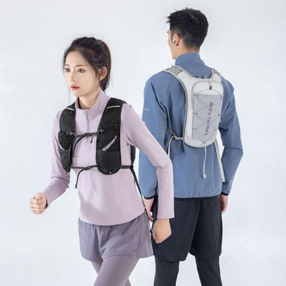 Azarxis Hiking Hydration Pack 5L Running Backpack Daypack Vest with 2L Water Bladder for Women Men Cycling Biking Trail Race (Grey with a 350ml Water Bottle) - color: #5 Grey with a 350ml Water Bottle