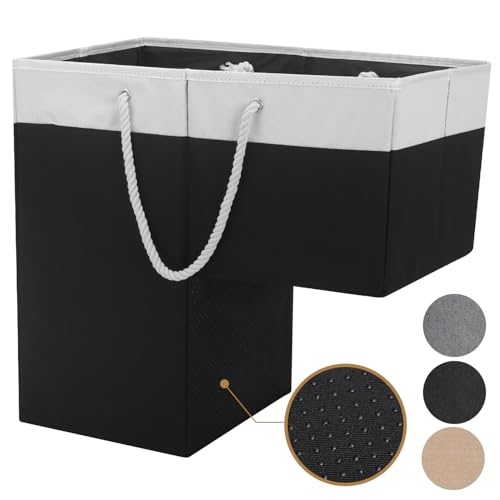 Stair Basket for Stairs with Handle, Staircase Baskets for Carpeted and Wooden Stairs,16" Step Storage Basket for Toys, Clothes, Books, Tools, with Hard Board, Anti-slip (1, Black) - color: Black