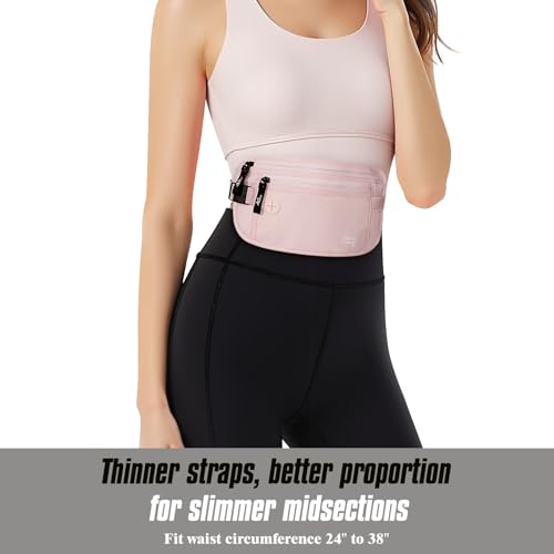 MoKo Travel Money Belt with RFID Blocking, Hidden Slim Wallet, Pink - color: Pink, size: Waist for 24"-38"