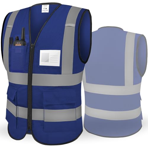 TICONN High Visibility Reflective Safety Vest for Men & Women, ANSI Class 2 - color: Blue, size: Small