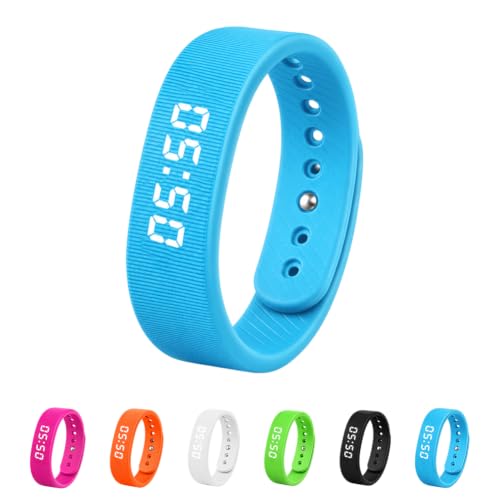 Vibrating Alarm Wristband Effective Alarm Clocks for Deep Sleepers Wake Band Wrist Watch Silent Deaf People Shock with Men Vibration Heavy Sleeps Wrist Bracelet Silent that Won't Wake - color: Blue