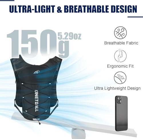 Running Vest for Women & Men, 6L Hydration Backpack with 2L Water Bladder, Lightweight Water Backpack for Trail Running, Marathon, Hiking, Cycling, Jogging, Adjustable Fit - color: Black Vest with 2L Bladder