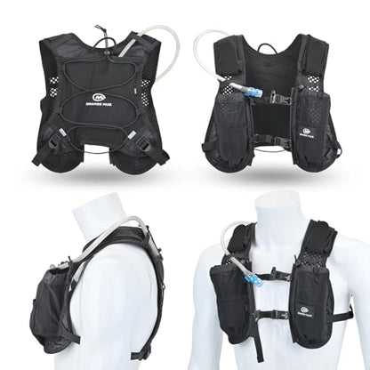 Orange Mud Gear Vest – Lightweight Hydration Pack for Running, Cycling, Triathlon – Holds 1L (35oz), Fits Large Phones, Soft Flasks, Trekking Poles – Breathable & Secure Fit - style: Black V4