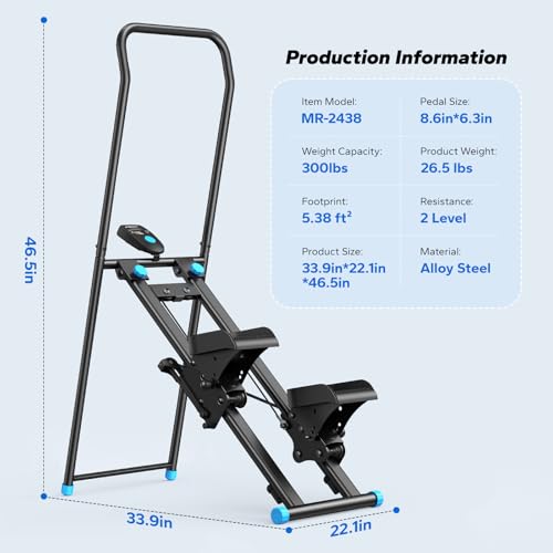 MERACH Stair Stepper with Adjustable Resistance, Foldable Stair Climber - color: Black