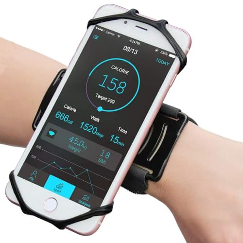 Wristband Cell Phone Holder, 360 Rotatable Running Forearm Armband for 4.7-6.7 Inch Smartphones, Compatible with iPhone 16 Pro/15/Pixel 9a/9 Pro/8a/Samsung Galaxy/Motorola Moto/Blu Phones (Black)