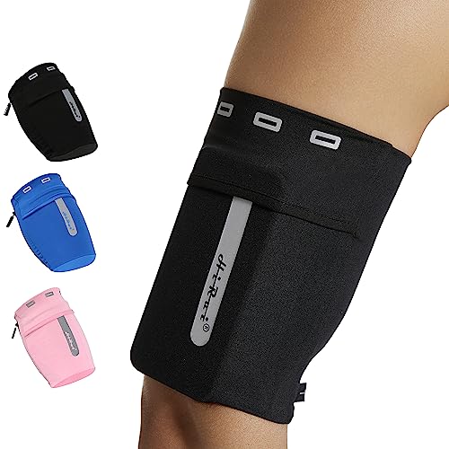 HiRui Running Armband Sleeve Universal Sports Armband Cell Phone Holder Armband for Exercise Workout, Compatible with iPhone 17/16/15/14/Plus/Pro Samsung Galaxy All Phones (S, Black) - color: Black, size: S