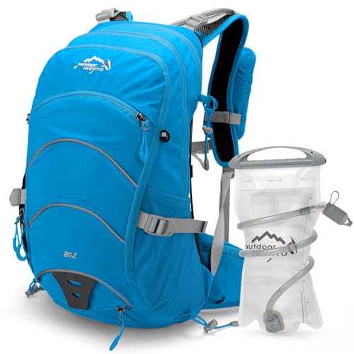 IX INOXTO 20L Hydration Backpack, Waterproof Hiking Internal Frame Backpacks with 2L Hydration Water Bladder and Rain Cover for Men, Lightweight Travel Daypack for Cycling,Camping,Ski (blue) - color: Blue
