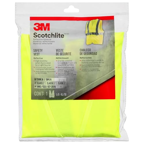 3M Reflective Vest Day/Night Safety Vest, 94616H1-DC, Hi-Viz Yellow - size: 1 Count (Pack of 1)