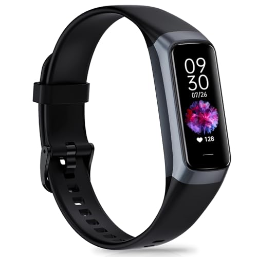 Fitness Tracker with 24/7 Heart Rate, Activity Trackers with Blood Pressure Sleep Monitor, 1.10" AMOLED Screen Step Tracker, Waterproof Step Counter, Health Smart Watch Pedometer for Women Men - color: black