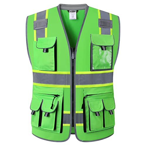 JKSafety Reflective Safety Vest for Men Cushioned Collar JK89 Green M - color: Greent1s1, size: Medium
