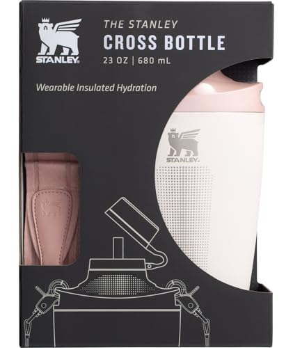 Stanley Cross Bottle 23 oz | Travel Water Bottle with Jacquard Strap | Leakproof Tritan Lid with Removable Straw | Insulated Stainless Steel | BPA-Free | Rose Quartz - color: Rose Quartz, size: 23 Ounces
