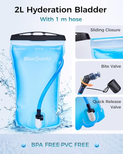 Blue Quartz Hydration Backpack with 2L Water Bladder, Hiking Water Pack with Insulated Compartment for Women Men, Lightweight Cycling Daypack with Phone Pocket, Hydration Pack for Running,Biking - color: Red