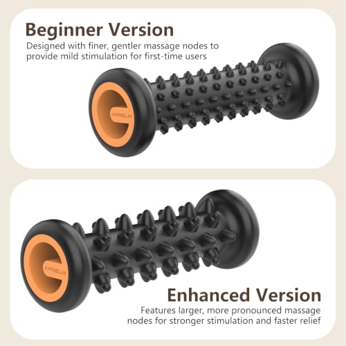 APRELM Foot Massager Roller Set for Plantar Fasciitis Relief, Professional 2-Pack (Beginner & Enhanced), Foot Roller for Home Office, Gifts for Mom Dad Friends - color: Black