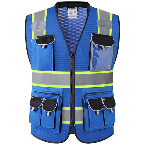 JKSafety Reflective Safety Vest for Men Cushioned Collar JK89M Blue M - color: Mesh-blue, size: Medium