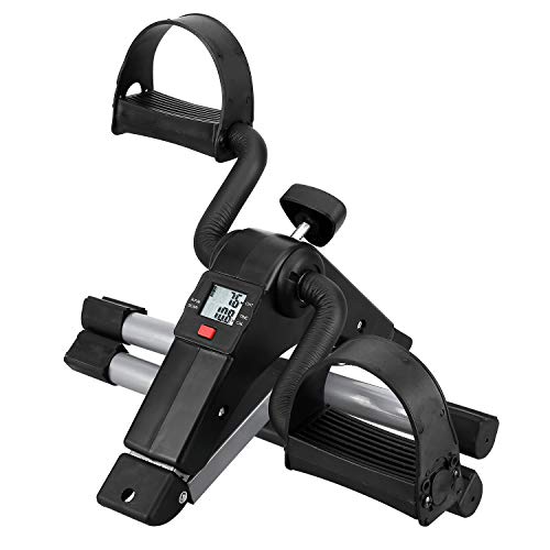 Folding Pedal Exerciser, Mini Exercise Bike Under Desk Bike - color: Silver