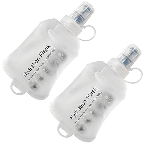 AXEN Soft Flask TPU Foldable Running Hydration Flask, Soft Collapsible Water Bottle for Hydration Pack Cycling Marathon Running Hiking - color: Clear Pack of 2-150ml