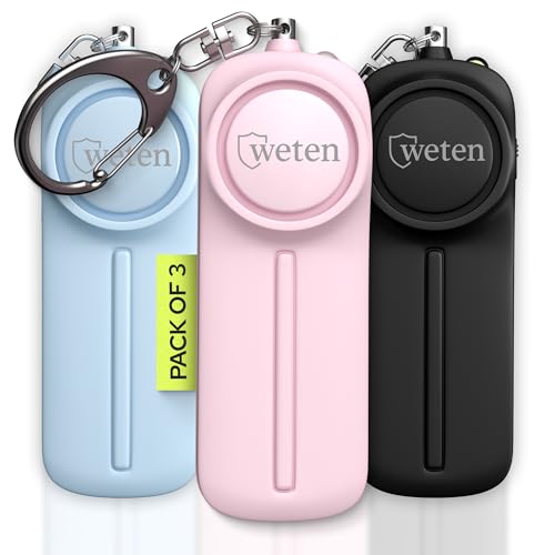 Personal Safety Alarm Keychain for Women 130dB, 3 Pack, Black Pink Blue - color: G - Black&Pink&Blue