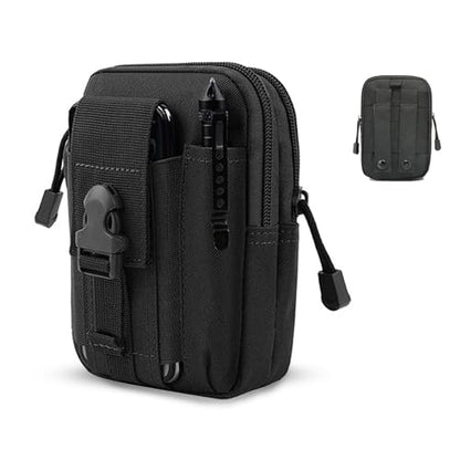 Belt Pouch, Tactical Molle Phone Pouch EDC Utility Pouches Waist Bag Packs, Small Cell Phone Holster Gear Tool Gadget Pocket for Men Running - color: Black