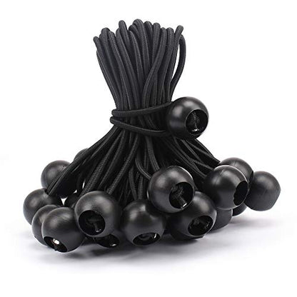 AOPRIE 30 Pack Bungee Balls 9Inches Black Ball Bungee Heavy Duty Heavyweight Tarp Bungee Cords, Weather Resistant Tie Down Strap 4mm Thickness - for Camping, Tents, Cargo, Holding Wire and Hoses - size: 9 In Balls