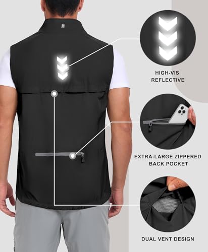 Little Donkey Andy Men's Lightweight Summer Vest Windproof Packable - color: Black, size: Large