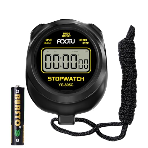 Simple Stopwatch Timer, Single Lap Stopwatch Countdown Timer, No Hourly Beep, On/Off, AAA Battery(Included), Large Display, Easy to Use, Ideal for Kids Coaches Black - color: Black