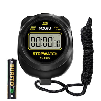 Simple Stopwatch Timer, Single Lap Stopwatch Countdown Timer, No Hourly Beep, On/Off, AAA Battery(Included), Large Display, Easy to Use, Ideal for Kids Coaches Black - color: Black