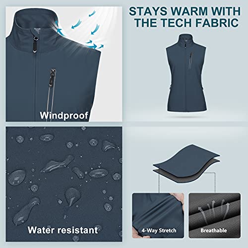 33,000ft Women's Lightweight Running Vest with 6 Pockets for Travel Golf - color: Midnight Blue, size: XX-Large