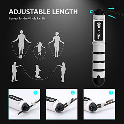 Jump Rope, H Handio Jump Rope with Counter, Workout Jumping Rope with Steel Ball Bearings, Adjustable Length Speed Skipping Rope for Men Women Kids Home Gym, Crossfit, Fitness Exercise - color: White