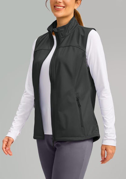Soothfeel Women's Vest with 4 Pockets Lightweight Jacket Hiking Travel - color: Dark Grey, size: Small