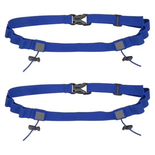 Bib Belt, Race Belt Triathlon Running Number Holder Elastic Comfortable with 6 Gel Loops, Sport Race Bib Holder 2Pcs, Blue for Runners/Marathon/Cycling - color: Blue