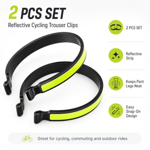 2Pcs Reflective Cycling Trouser Clips, Ankle Safety Band Wrap Outdoor Gear and Recreation Cycling Ankle Safety Band Reflective Bicycles Clip Pant Leg Cuff Clip Bikes Cycling Equipment
