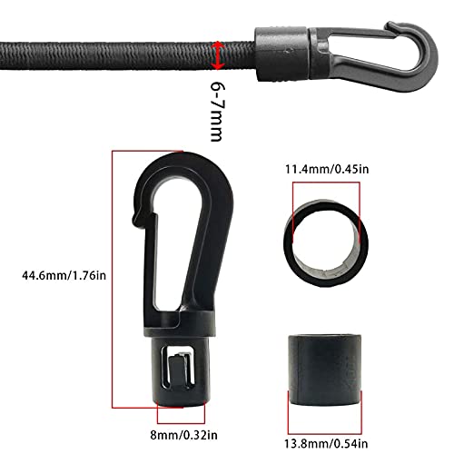 1/4" Elastic Bungee Cord Kayak Stretch String Shock Rope(19.7ft) - size: 8 Hook & 19.70 Ft Cord
